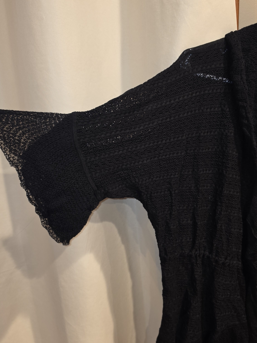 Ralph Lauren Black Ruffle-Trim Open Cardigan Small - Picture 5 of 11
